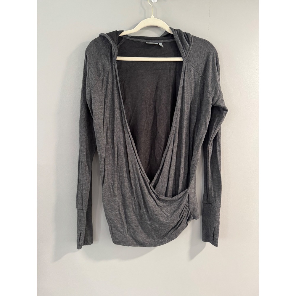 Athleta Wrap Hoodie Thumbhole Long Sleeve Gray Modal Blend Womens Size S‎